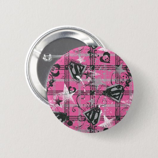 Supergirl Stars und Skulls Muster Button (Vorne & Hinten)
