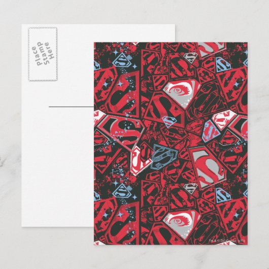 Supergirl Stary Red Pattern Postkarte (Vorne/Hinten)