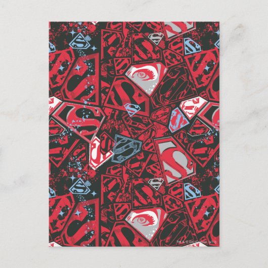 Supergirl Stary Red Pattern Postkarte (Vorderseite)