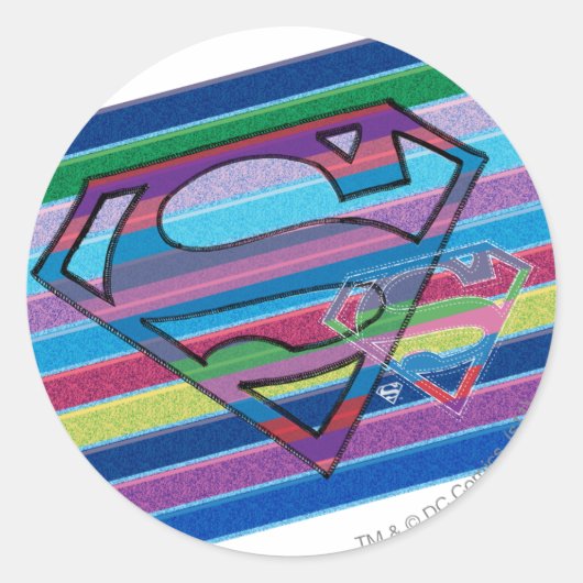 Supergirl Strip Rainbow-Logo Runder Aufkleber (Vorderseite)