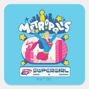 Supergirl Super Pop Frau von Morgen Quadratischer Aufkleber