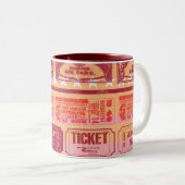 Supergirl Ticket Muster Orange Zweifarbige Tasse (VorderseiteRechts)