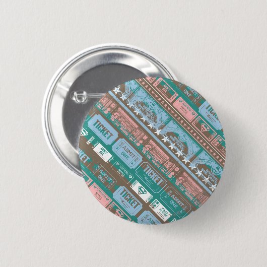 Supergirl Ticket Pattern Blau Button (Vorne & Hinten)