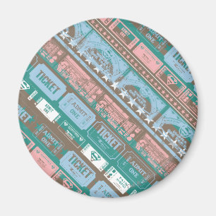 Supergirl Ticket Pattern Blau Magnet