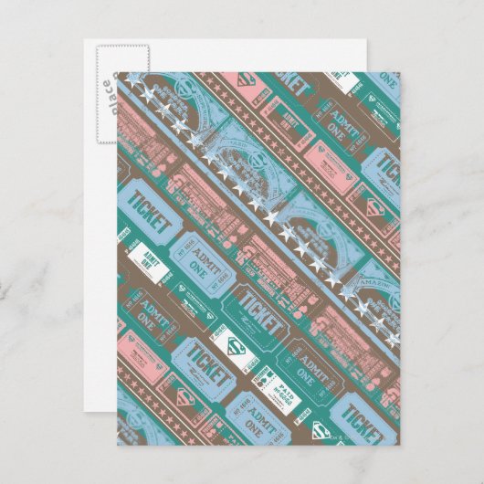 Supergirl Ticket Pattern Blau Postkarte (Vorne/Hinten)