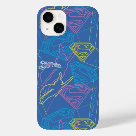 Supergirl und Logo farbige Konturen Case-Mate iPhone Hülle (Rückseite)