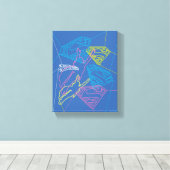 Supergirl und Logo farbige Konturen Leinwanddruck (Insitu (Holzboden))