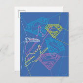 Supergirl und Logo farbige Konturen Postkarte (Vorne/Hinten)