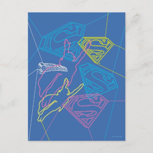 Supergirl und Logo farbige Konturen Postkarte (Vorderseite)