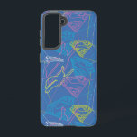 Supergirl und Logo farbige Konturen Samsung Galaxy Hülle<br><div class="desc">Karo aus dieser Retro-Kontur Grafik mit Supergirl Fliegen,  gekreuzt mit einigen S-Shield Icons!</div>