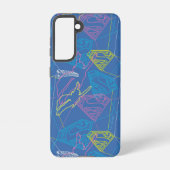Supergirl und Logo farbige Konturen Samsung Galaxy Hülle (Rückseite)