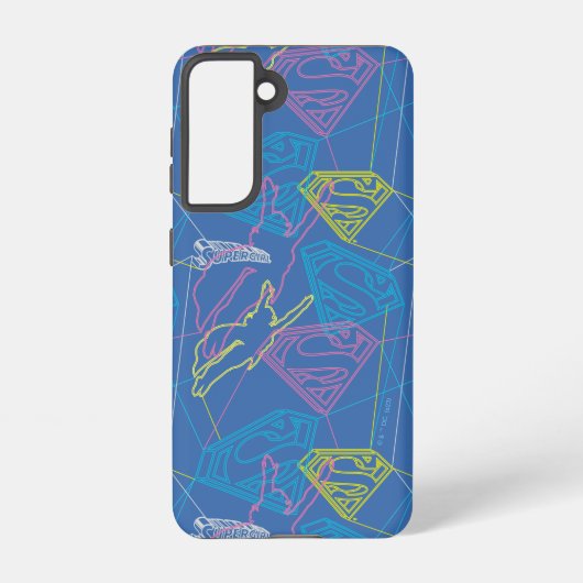 Supergirl und Logo farbige Konturen Samsung Galaxy Hülle (Rückseite)