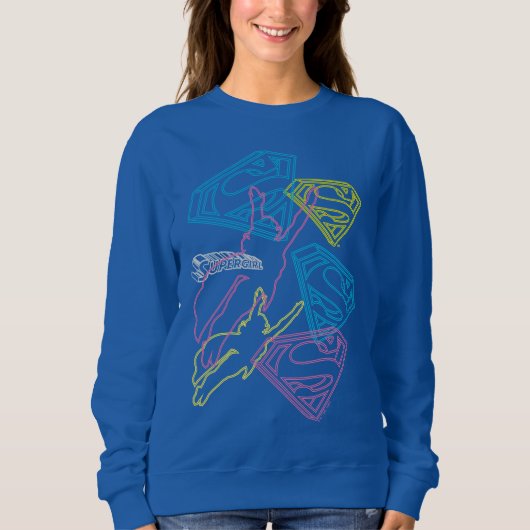 Supergirl und Logo farbige Konturen Sweatshirt (Vorderseite)