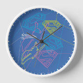 Supergirl und Logo farbige Konturen Uhr (Vorderseite)
