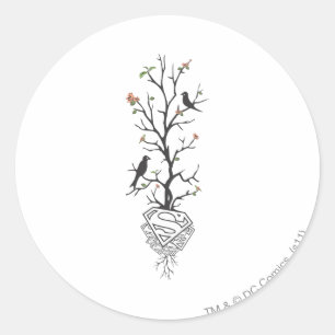 Supergirl Vögel im Baum Runder Aufkleber