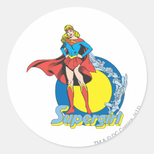 Supergirl with Logo Runder Aufkleber