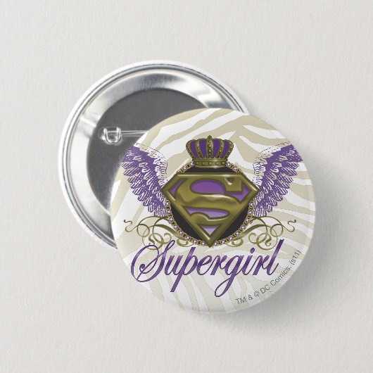 Supergirl Zebra Print Button (Vorne & Hinten)
