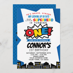Superheld 1. Geburtstag Einladung