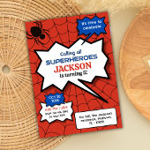 Superheld 5. Geburtstag Kinder Spinne rot schwarz Einladung