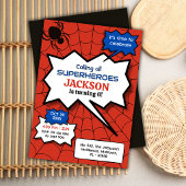 Superheld 6. Geburtstag Kinder Spinne rot schwarz Einladung