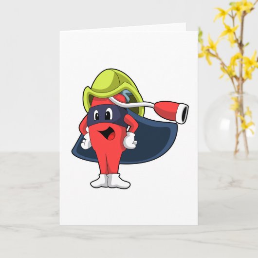 Superheld als Feuerwehrmann Karte (Gelbe Blume)