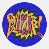 Superheld BAM! Runder Aufkleber (Vorderseite)