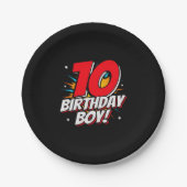 Superheld Birthday - 10 Jahre alt - 10. Geburtstag Pappteller (Vorderseite)