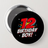 Superheld Birthday - 12 Jahre alt - 12. Geburtstag Button (Vorne & Hinten)