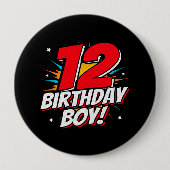 Superheld Birthday - 12 Jahre alt - 12. Geburtstag Button (Vorderseite)