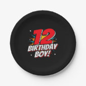 Superheld Birthday - 12 Jahre alt - 12. Geburtstag Pappteller (Vorderseite)