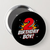 Superheld Birthday Boy - 2 Jahre alt - 2. Geburtst Button (Vorne & Hinten)
