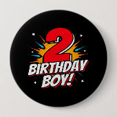 Superheld Birthday Boy - 2 Jahre alt - 2. Geburtst Button (Vorderseite)
