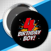 Superheld Birthday Boy - 4 Jahre alt - 4. Geburtst Button