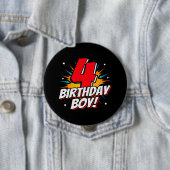 Superheld Birthday Boy - 4 Jahre alt - 4. Geburtst Button (Beispiel)