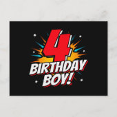 Superheld Birthday Boy - 4 Jahre alt - 4. Geburtst Postkarte (Vorderseite)