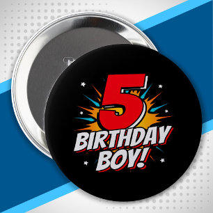 Superheld Birthday Boy - 5 Jahre alt - 5. Geburtst Button
