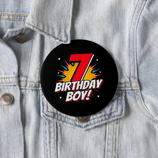 Superheld Birthday Boy - 7 Jahre alt - 7. Geburtst Button (Beispiel)