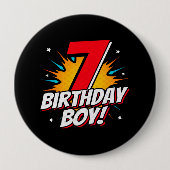Superheld Birthday Boy - 7 Jahre alt - 7. Geburtst Button (Vorderseite)