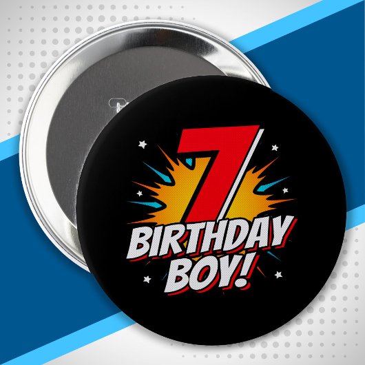 Superheld Birthday Boy - 7 Jahre alt - 7. Geburtst Button