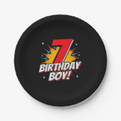 Superheld Birthday Boy - 7 Jahre alt - 7. Geburtst Pappteller (Vorderseite)