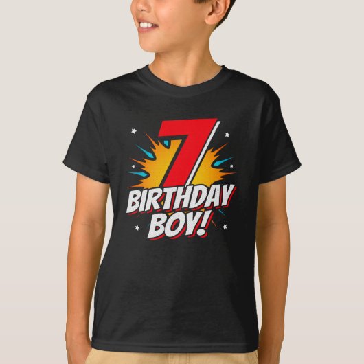 Superheld Birthday Boy - 7 Jahre alt - 7. Geburtst T-Shirt (Vorderseite)