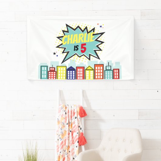 Superheld Birthday Boy Banner Hintergrund (Insitu)