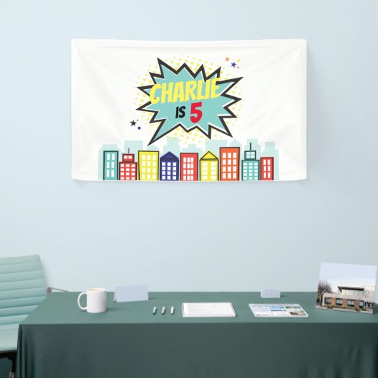 Superheld Birthday Boy Banner Hintergrund (Messeveranstaltung)