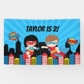 Superheld Birthday Party Background Banner Boy Gir (Horizontal)