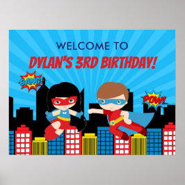 Superheld Birthday Party Begrüßungspult Banner Poster