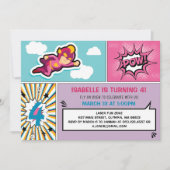 Superheld Birthday Party - Girl Colors Einladung (Vorderseite)