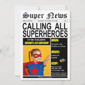 Superheld Birthday Party Super Hero Girl Boy Foto Einladung (Vorderseite)