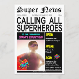 Superheld Birthday Party Super Hero Girl Foto Einladung