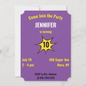 Superheld Birthday Phantastisch Fab Phantastisch Einladung (Rückseite)