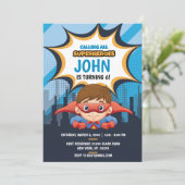 Superheld, Braunhaar, Party Einladung 12x18 (Stehend Vorderseite)